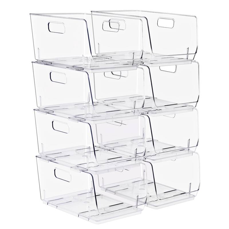 Sorbus Stackable Storage Bins Open Front Clear Acrylic Bins for Pantry Kitchen Clear Pantry Organizer Bins (Medium)