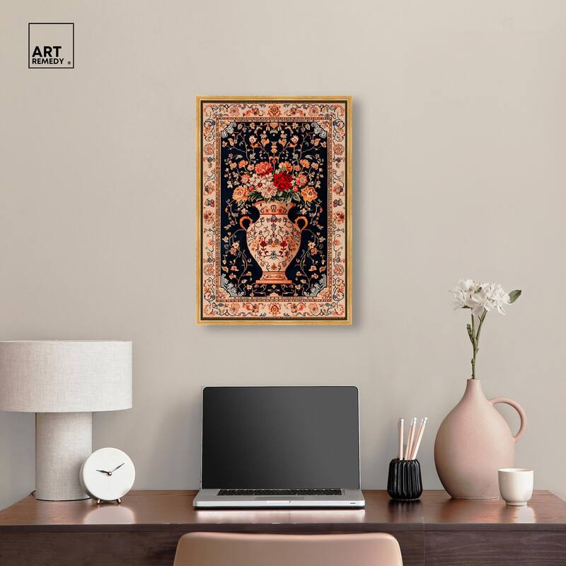 Persian Vase and Flowers Canvas by Art Remedy