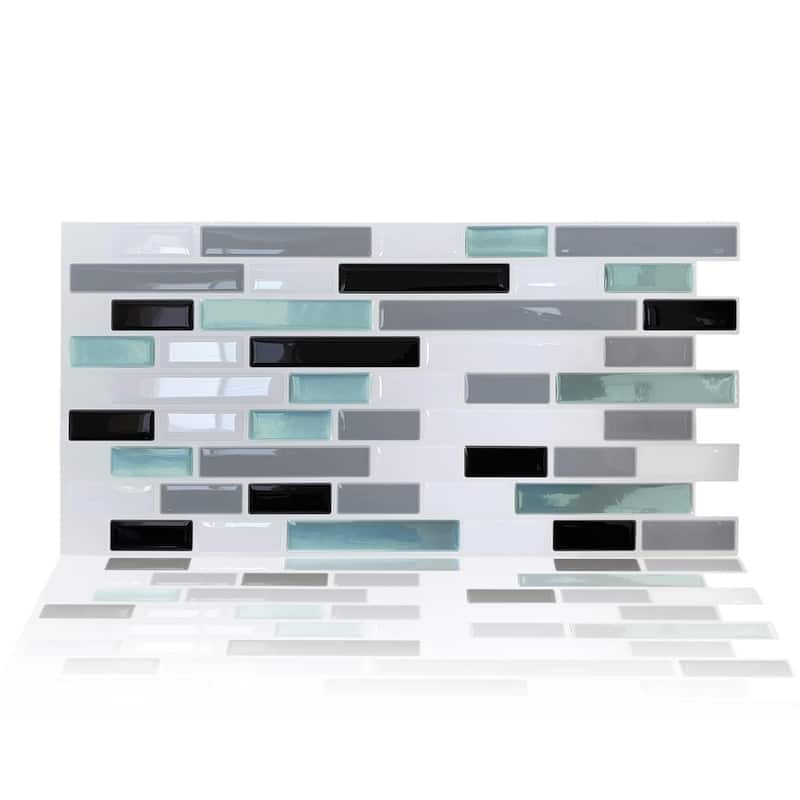 Walplus Mosaic Glossy 3D Metro Peel and Stick Backsplash Tile Stickers