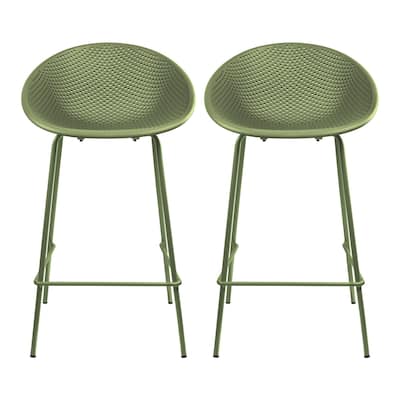 Set of 2 Counter height Bar Stools For Kitchen Egg Shaped Oval Seat Circle Dots Round Pattern for Indoor Outdoor - N/A