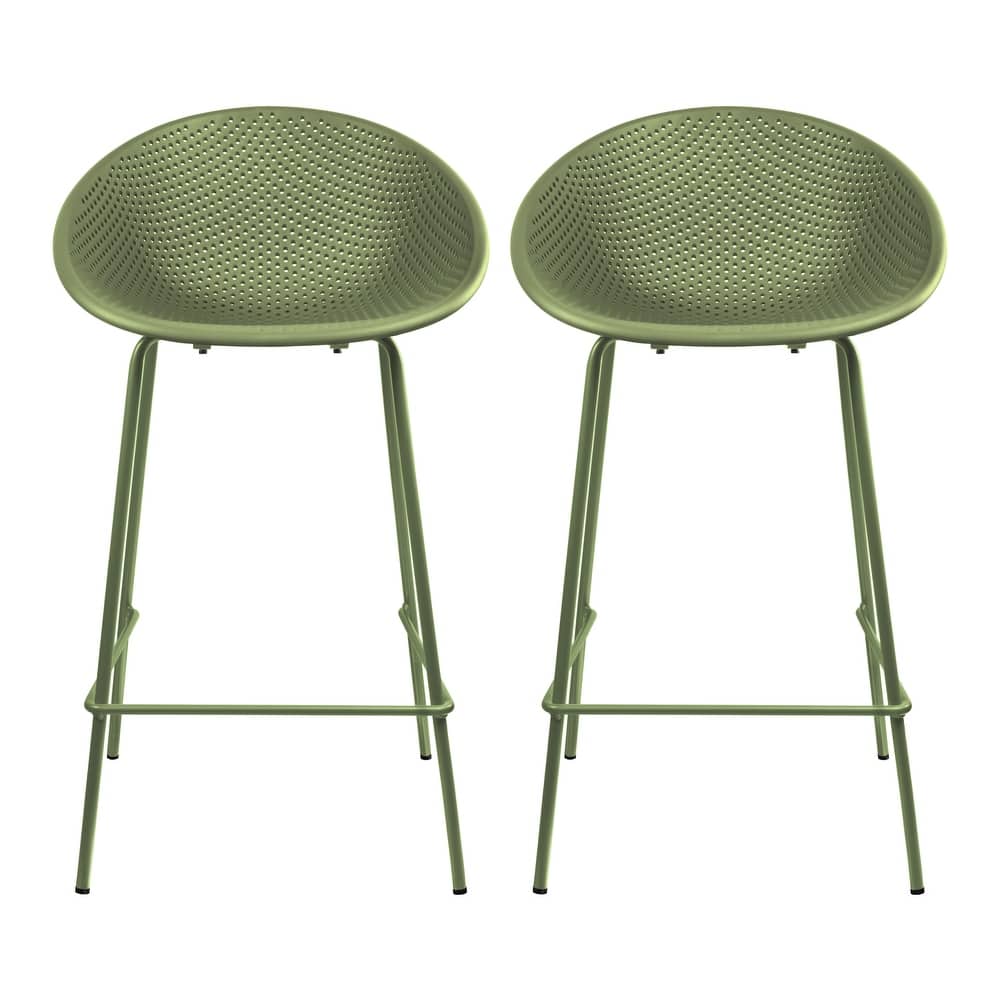 Set of 2 Counter height Bar Stools For Kitchen Egg Shaped Oval Seat Circle Dots Round Pattern for Indoor Outdoor
