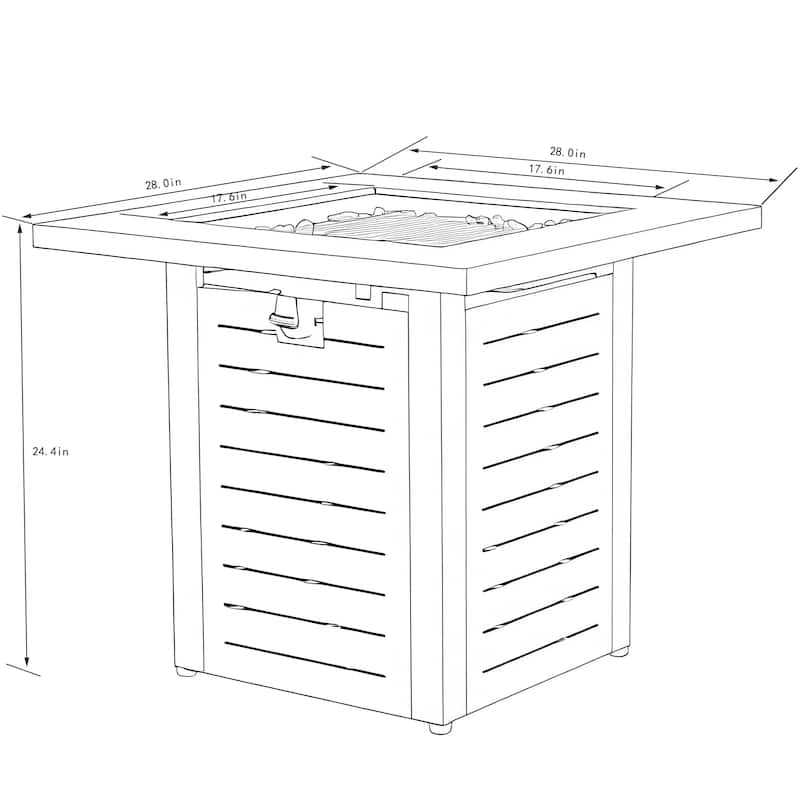 28" Propane Square Steel Gas Fire Pit with 50000 BTU