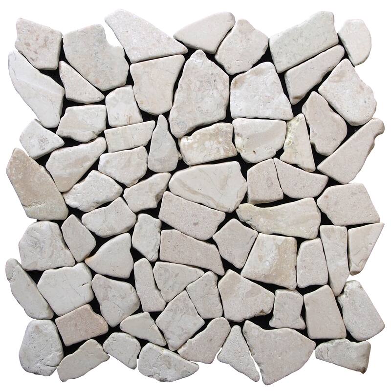 Fit Mosaic 11 in. x 11 in. Marble Mesh-Mounted Mosaic Wall and Floor Tile - Off-White - 11 in. x 11 in.