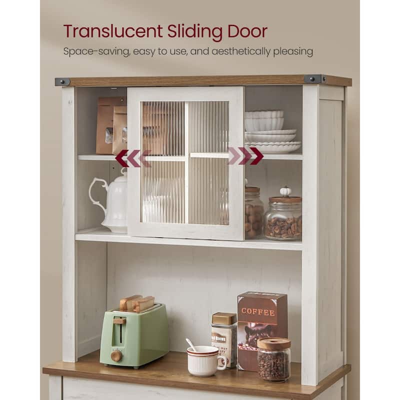 71" Modern Kitchen Pantry Storage Cabinet with Adjustable Light and Charging Station for Bar or Dining Room