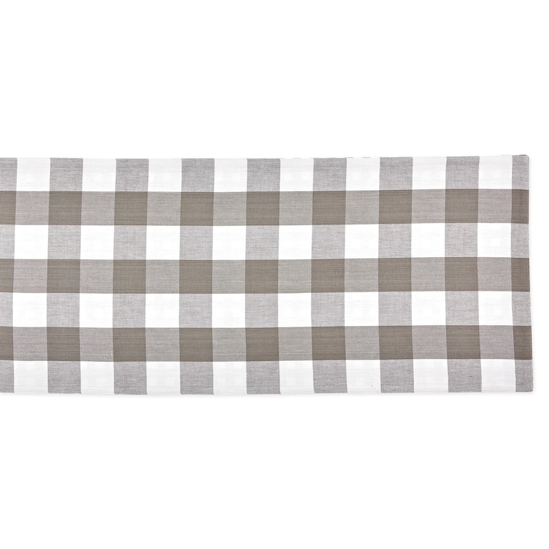 14"x72" Gray White Gingham Buffalo Checkered Rectangular Table Runner