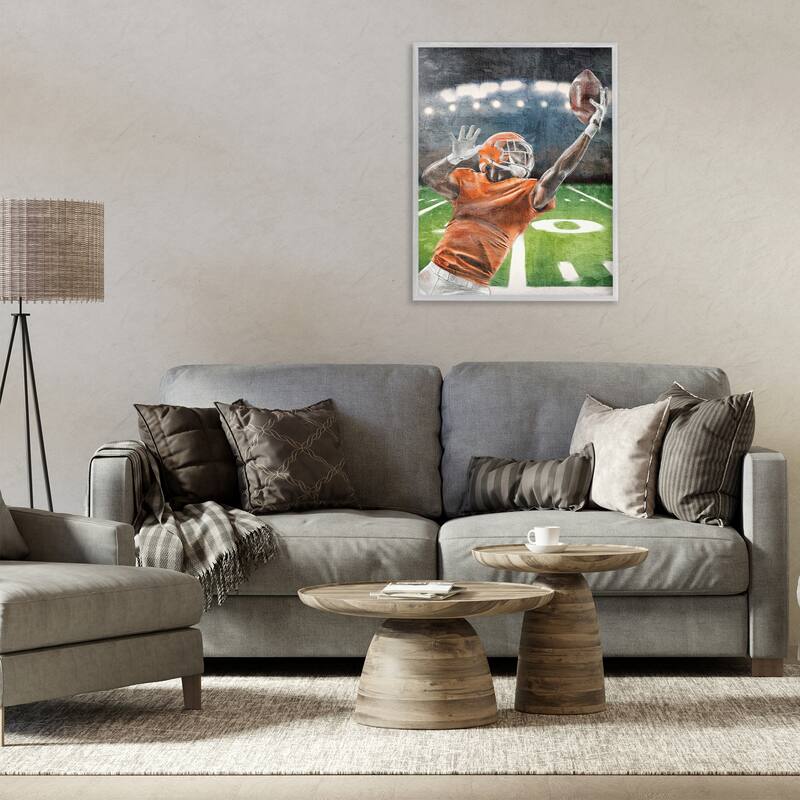 Stupell Athlete Catching Football Framed Giclee Art Design By Kim Allen