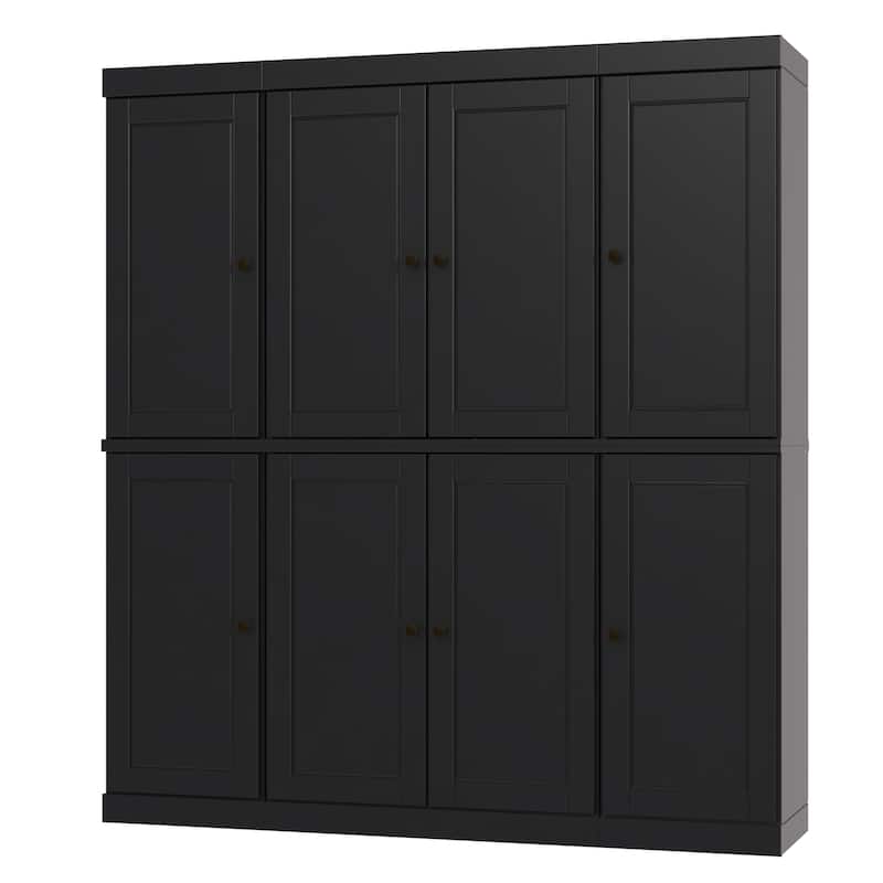 Palace Imports 100% Solid Wood Kitchen China Cabinet Pantry with Glass or Solid Wood Doors and 2-Drawer Kit - 65" x 71.5"