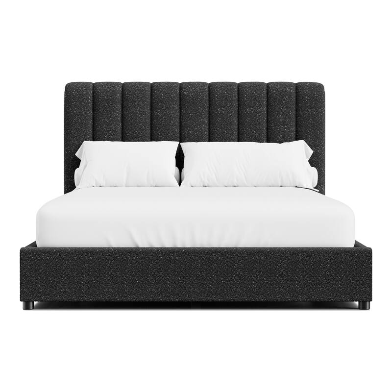 Furniture of America Lucinda Modern Boucle Fabric Platform Bed