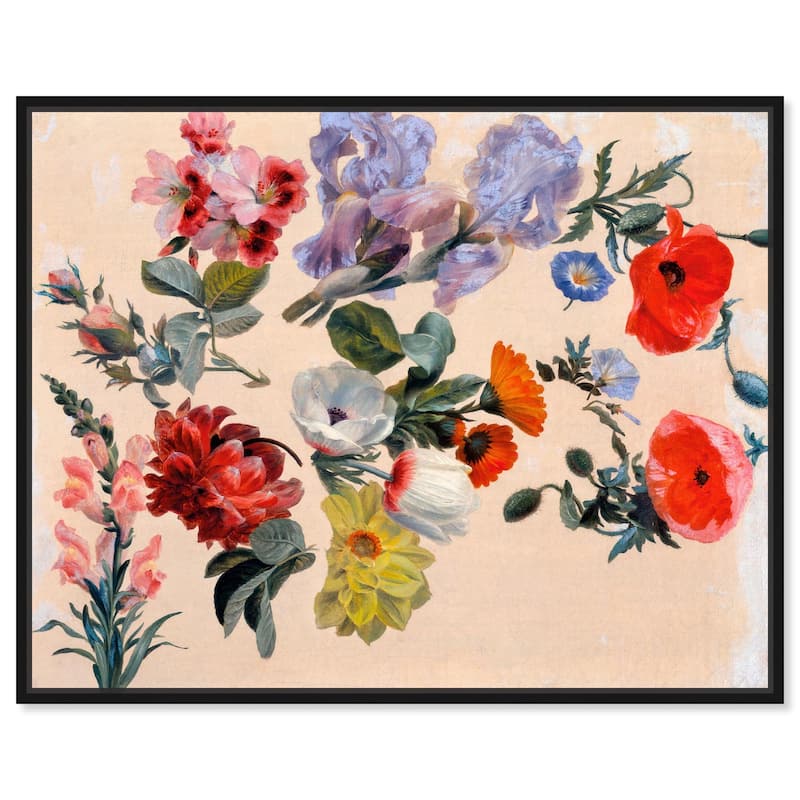 Summer Flowers Canvas by Art Remedy - Black - 20" x 16"