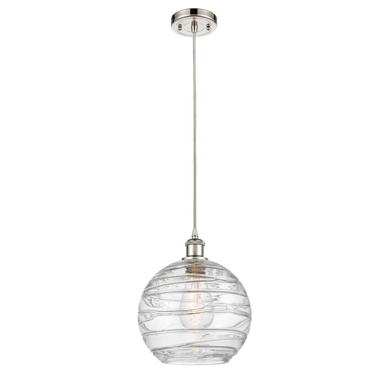 Innovations Lighting Ballston Athens Deco Swirl - 1 Light 10" Cord Hung Mini Pendant - Polished Nickel