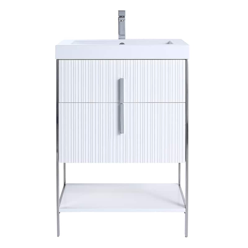 Fine Fixtures Serenity Modern Bathroom Vanity with White Gel Acrylic Top