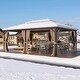 preview thumbnail 117 of 142, Outdoor Hardtop Gazebo Pergola w Galvanized Steel Roof and Aluminum Frame, Prime Curtains and nettings include