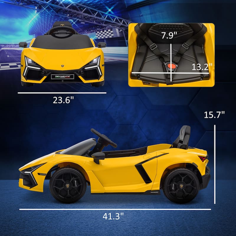 Kids Car Yellow Battery Powered Electric Car with Butterfly Doors, Electric Vehicle with Remote Control