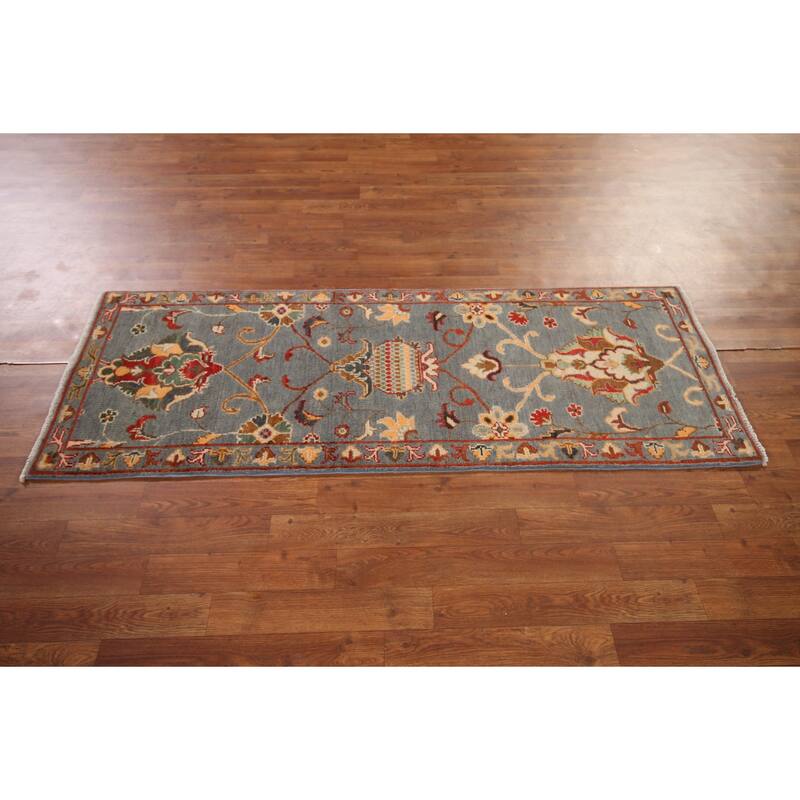 Gray Kazak Oriental Runner Rug Handmade Wool Carpet - 2'1" x 5'9"
