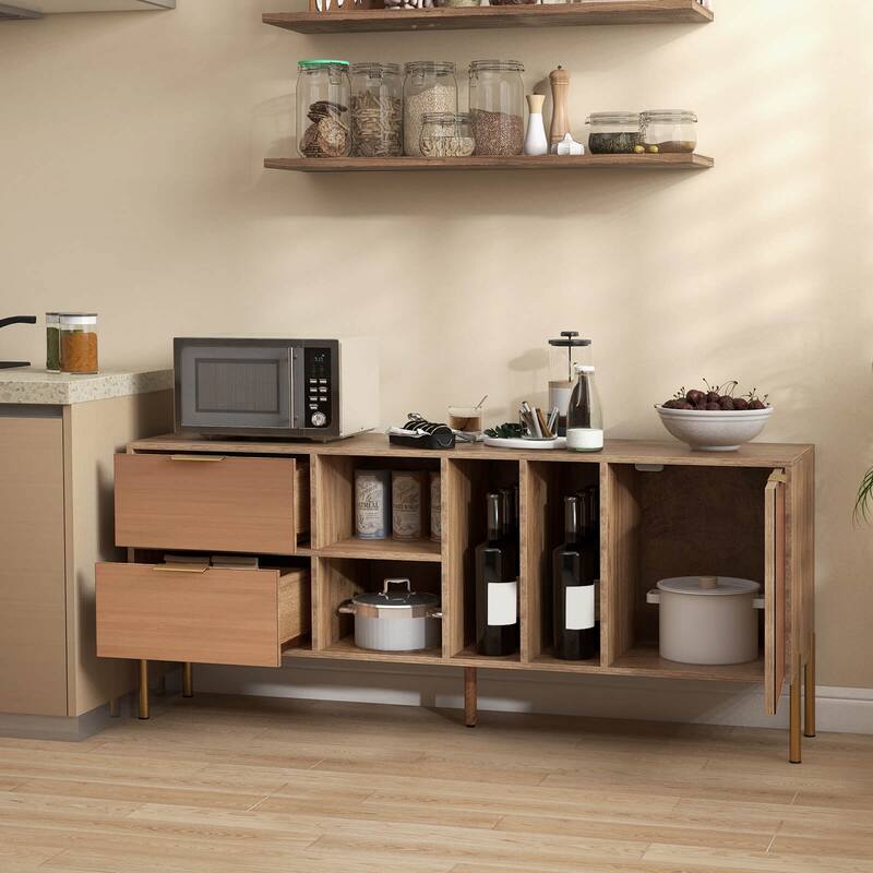 Costway Mirrored Buffet Cabinet Rustic Kitchen Sideboard Storage - See Details