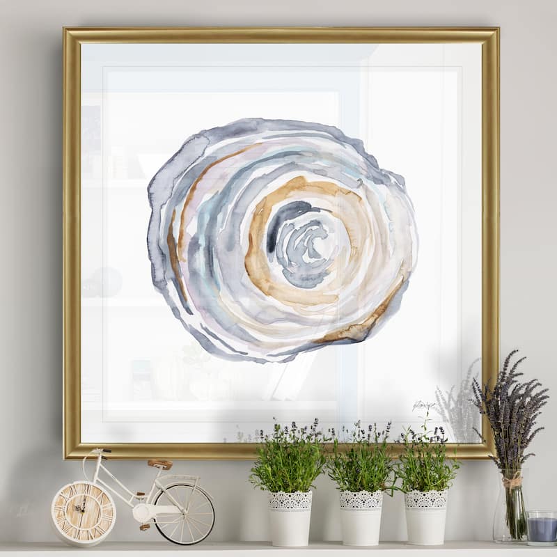 Watercolor Tree Ring IV -Black Framed Print