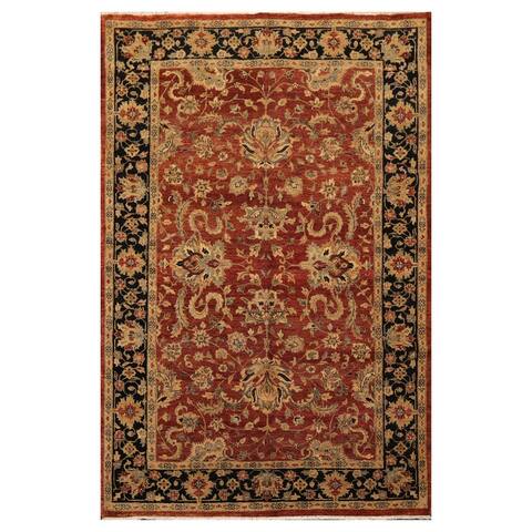 Hand Knotted Brown New Zealand Wool Oriental Area Rug(6x9) - 6' 1'' x 9' 5''