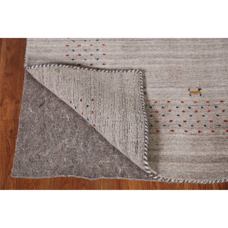 Hand Knotted Oriental 100% Wool Carpet Tribal Animal Pictorial Beige & Ivories Gabbeh Area Rug - 7' 9'' X 5' 0''