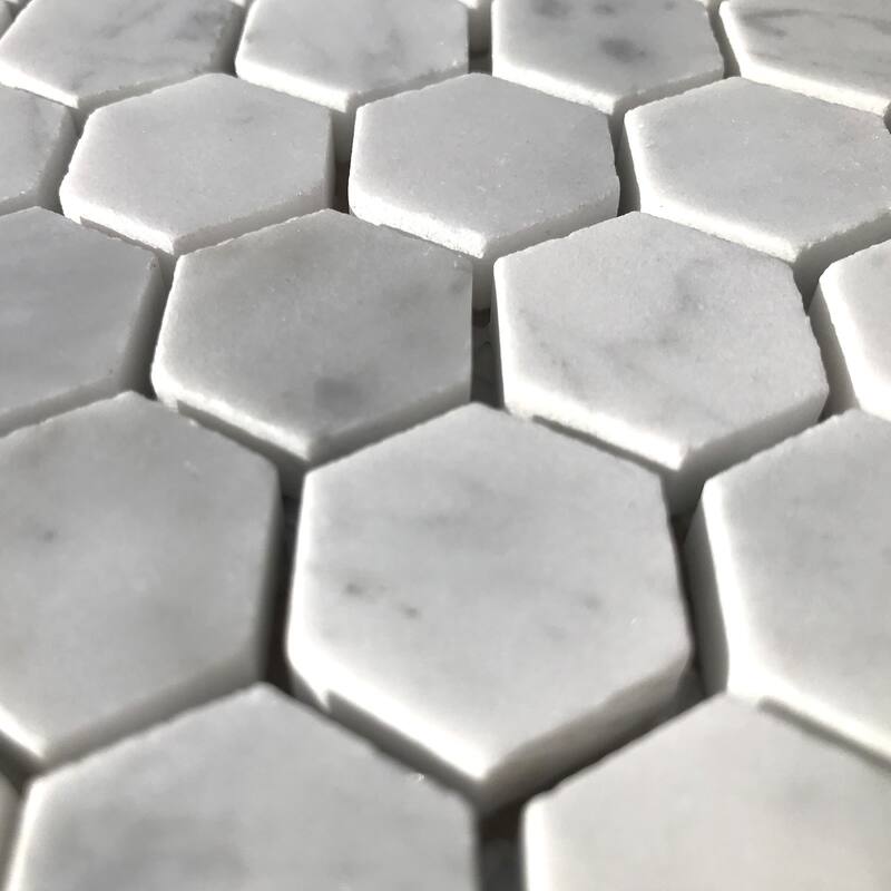 Carrara Marble 1" x 1" Honeycomb Polished Mosaic Tile