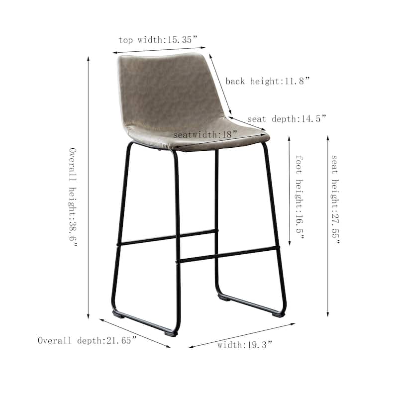 Modern Faux Leather Dining Chairs with Metal Frame (Set of 2)