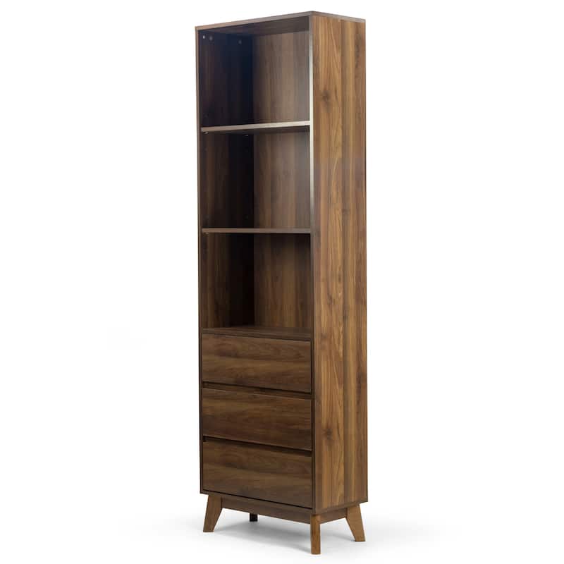 Anson Bookcase Display Shelf Media Tower with Drawers