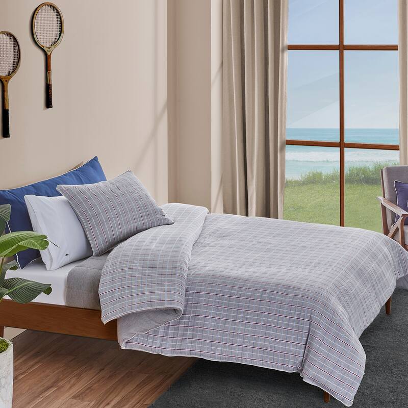Lacoste Racquet Check 3-Piece Cotton Comforter Set