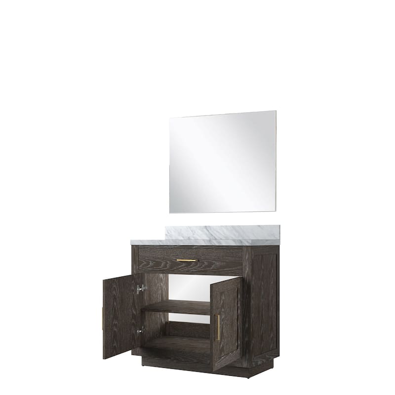 Abbey Bath Vanity with Carrara Marble Top, Sink and Mirror