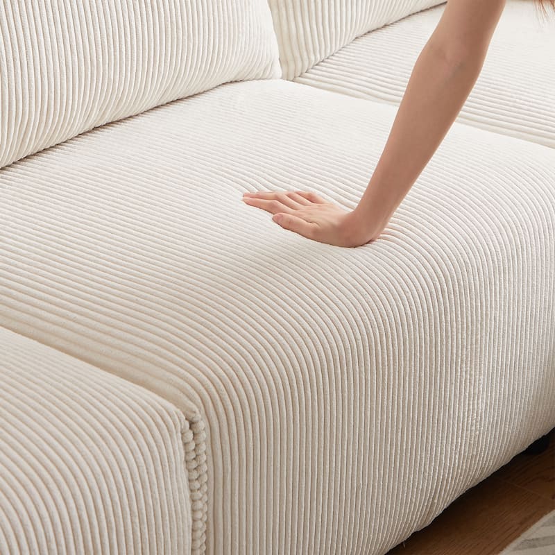 106'' Corduroy 3-Seater Sofa with USB Charging Ports and Convertible Design