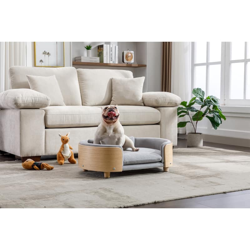 Scandinavian style Elevated Dog Bed Pet Sofa - LIGHT GREY