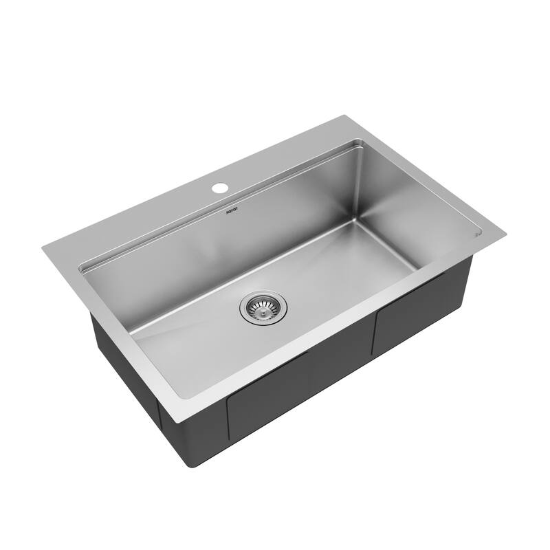 Karran Elite WST-23-PK1 Top Mount 33" Single Bowl Stainless Steel Workstation Kitchen Sink