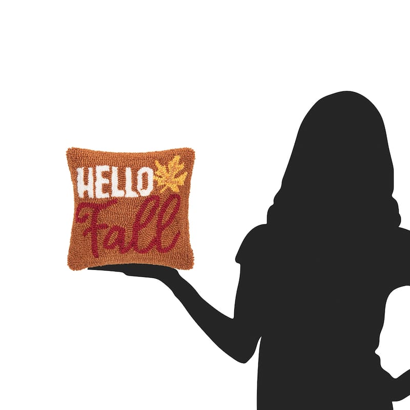 Hello Fall Hooked Throw Pillow