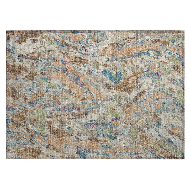 Machine Washable Indoor/ Outdoor Brushstrokes Chantille Rug