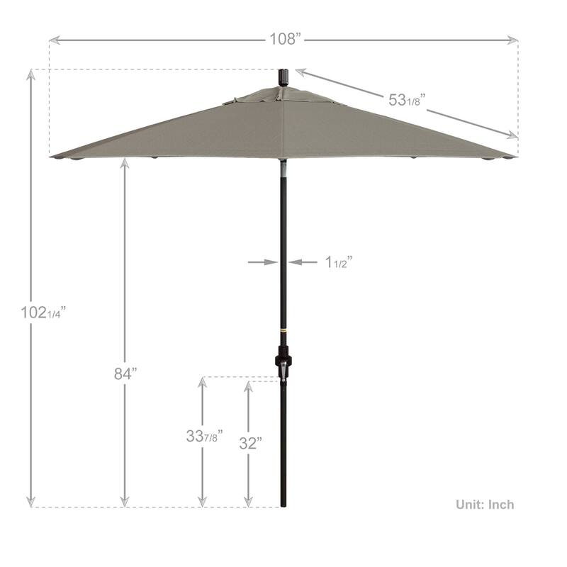 California Umbrella 9' Rd. Aluminum Market Umbrella, Deluxe Crank Lift with Collar Tilt, Bronze Frame Finish, Olefin Fabric