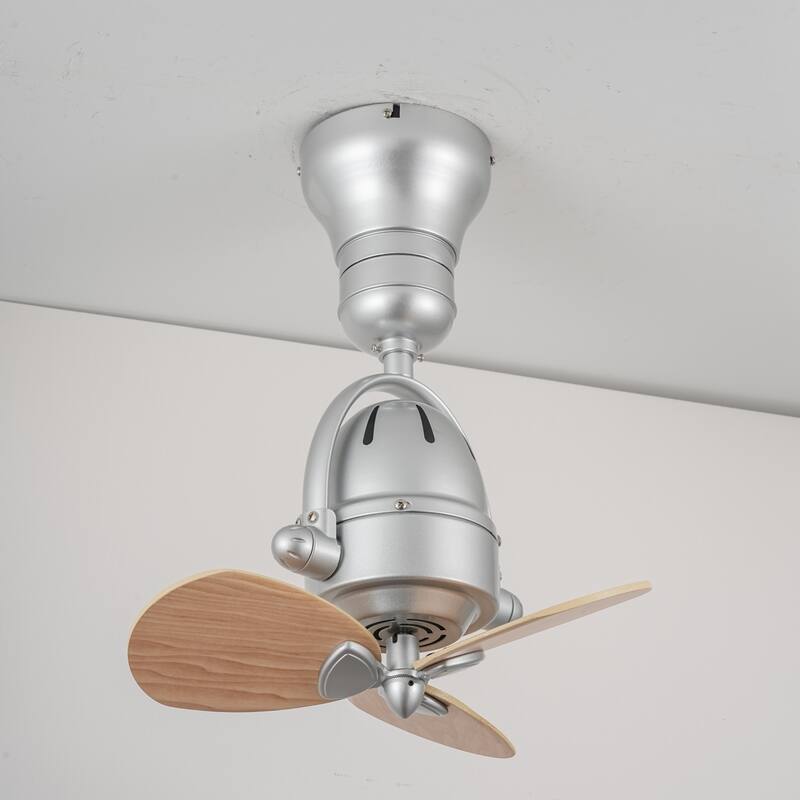 3-Blade Mid-Century Modern Solid Wood & Silver Metal Ceiling Fan with Remote for Living Room - 18.1 in. W x 18.1 in. H - 18.1 in. W x 18.1 in. H - Silver - Hardwired