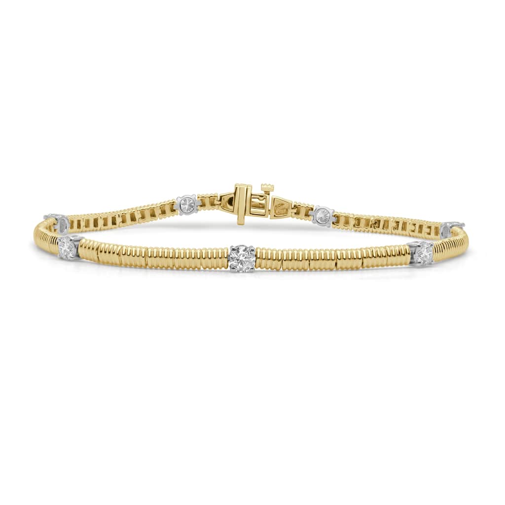 Joelle Collection 14K Gold Oval Diamond Bracelet