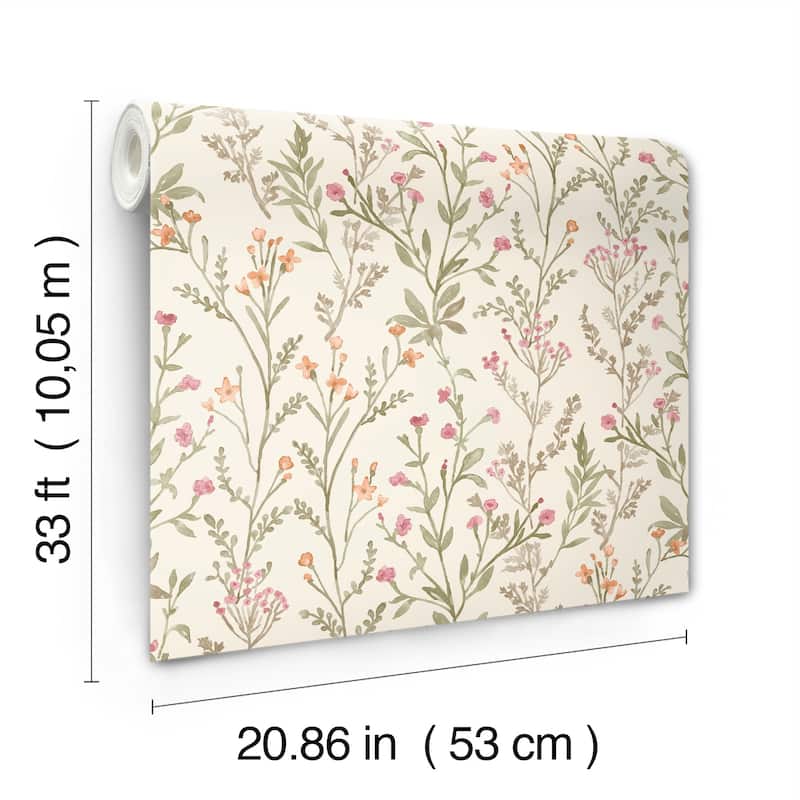 Chesapeake Laverne Green Wildflowers Wallpaper