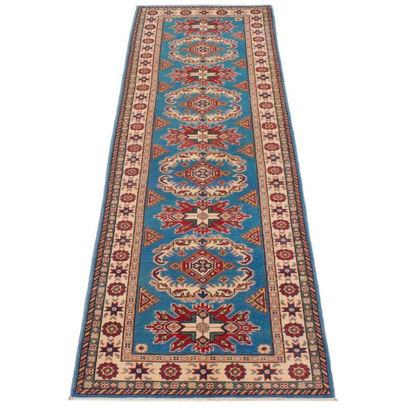 ECARPETGALLERY Hand-knotted Uzbek Ghazni Blue Wool Rug - 2'8 x 9'8