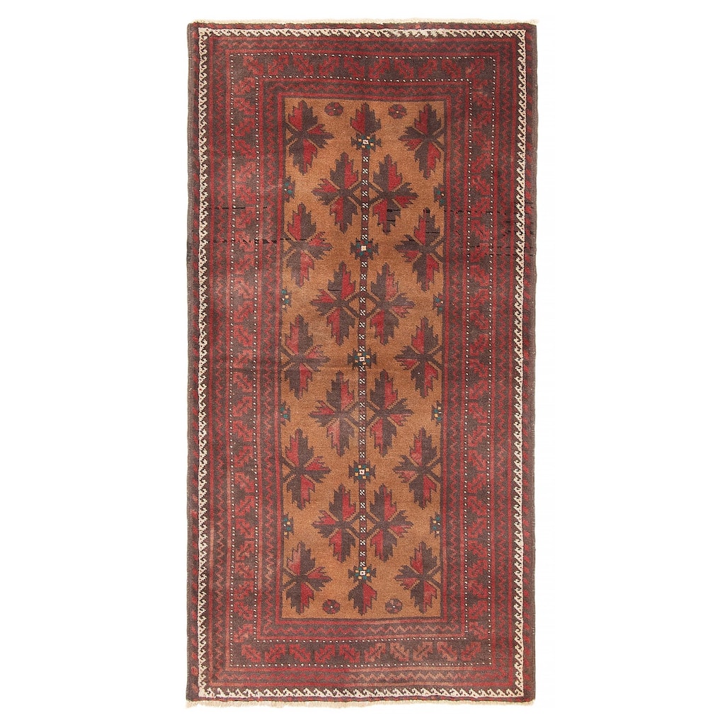 ECARPETGALLERY Hand-knotted Baluch Light Brown Wool Rug - 3'3 x 6'3
