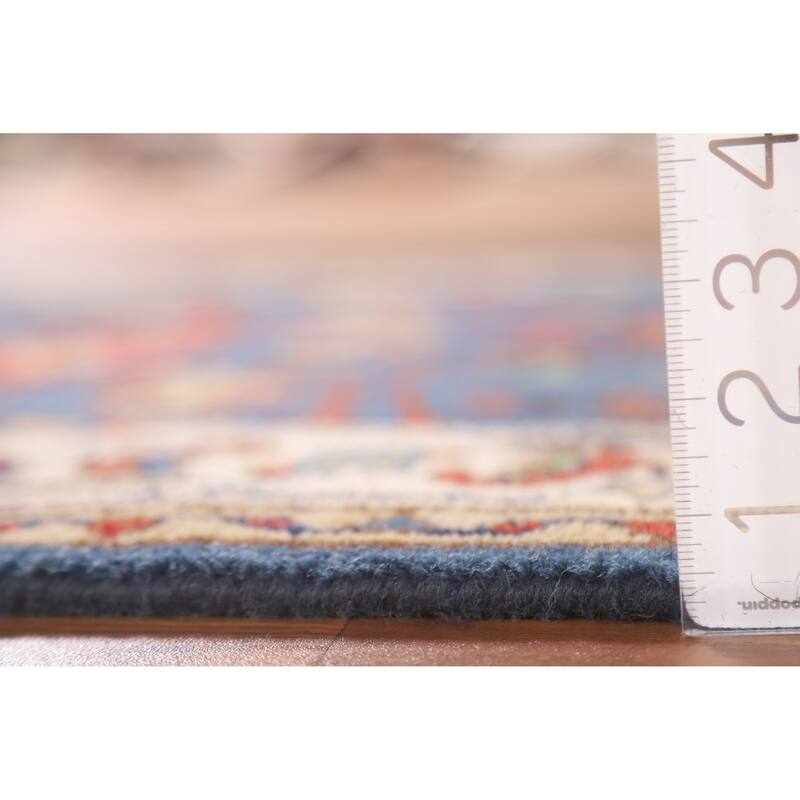 Blue Floral Oushak Indian Area Rug Hand-knotted Wool Carpet - 3'0"x 4'9"