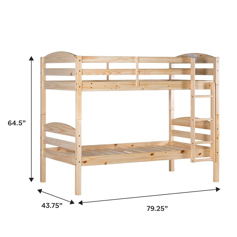 Walker Edison Solid Wood Convertible Twin-over-Twin Bunk Bed