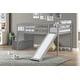 preview thumbnail 1 of 4, Grey Twin Size Pine Wood Loft Bed with Slide and Guardrails Grey