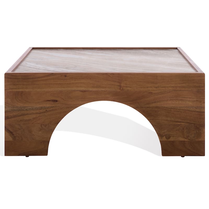 SAFAVIEH Couture Jaslina Marble Top Coffee Table - 35"W x 35"D x 15"H - Dark Walnut/Brown