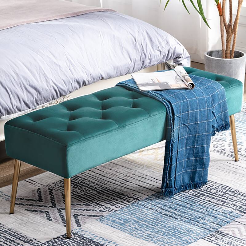 Modern 44" Length Button Tufted Bench