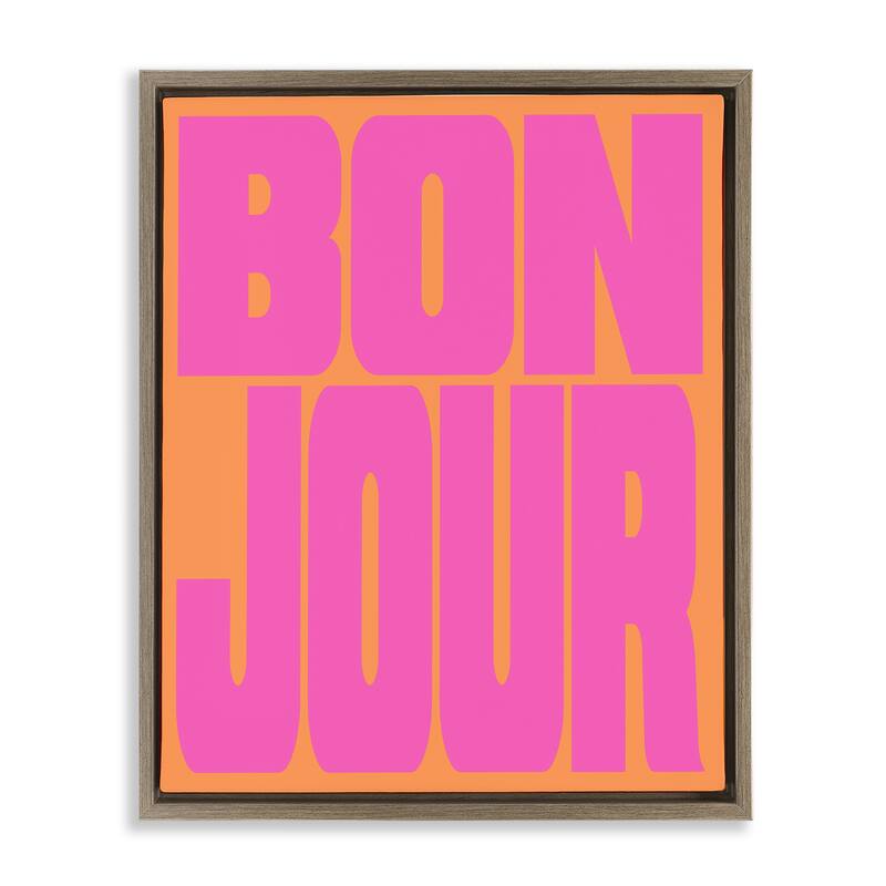 Stupell Bonjour Pink & Orange Framed Floater Canvas Wall Art Design By House of Lulu - 17 x 21 - Brown