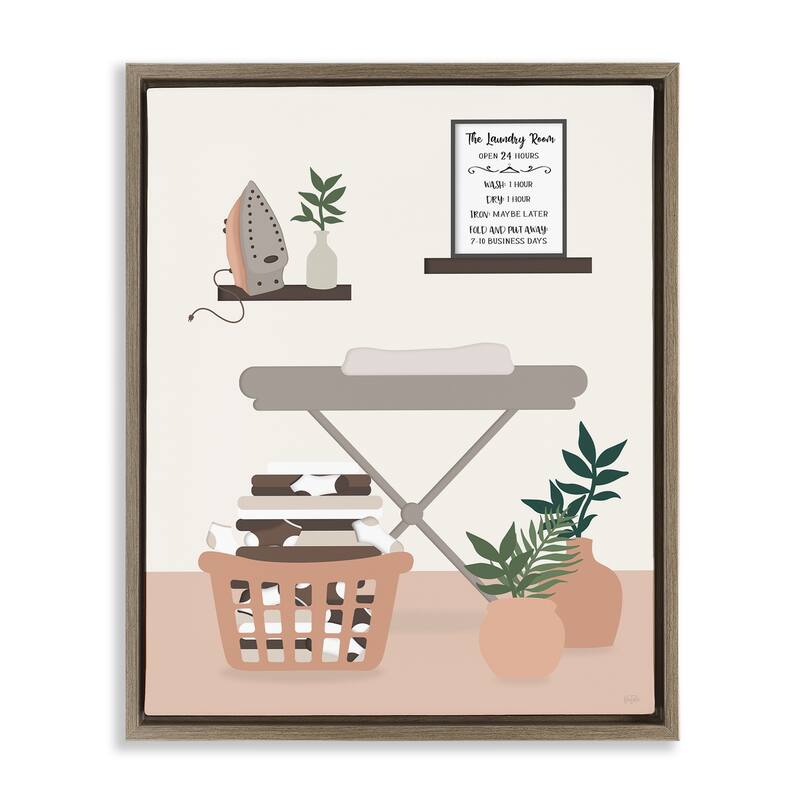 Stupell Laundry Rules Modern View Framed Floater Canvas Wall Art Design By Natalie Carpentieri - 25 x 31 - Brown