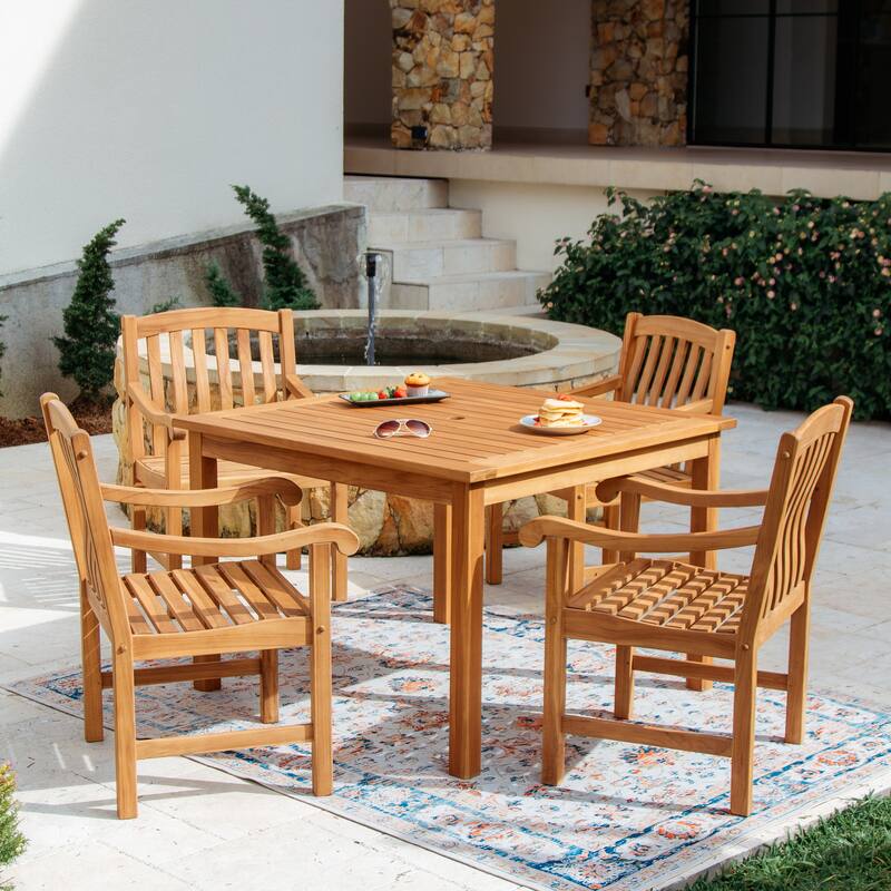 Cambridge Casual Sherwood 5-Piece Teak Outdoor Dining Set - Natural Teak