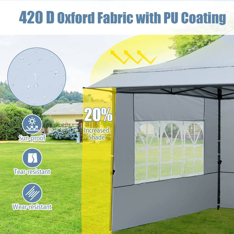Costway 10 x 10 FT Pop up Canopy Tent with Sidewalls & Awning, Wheeled - See Details