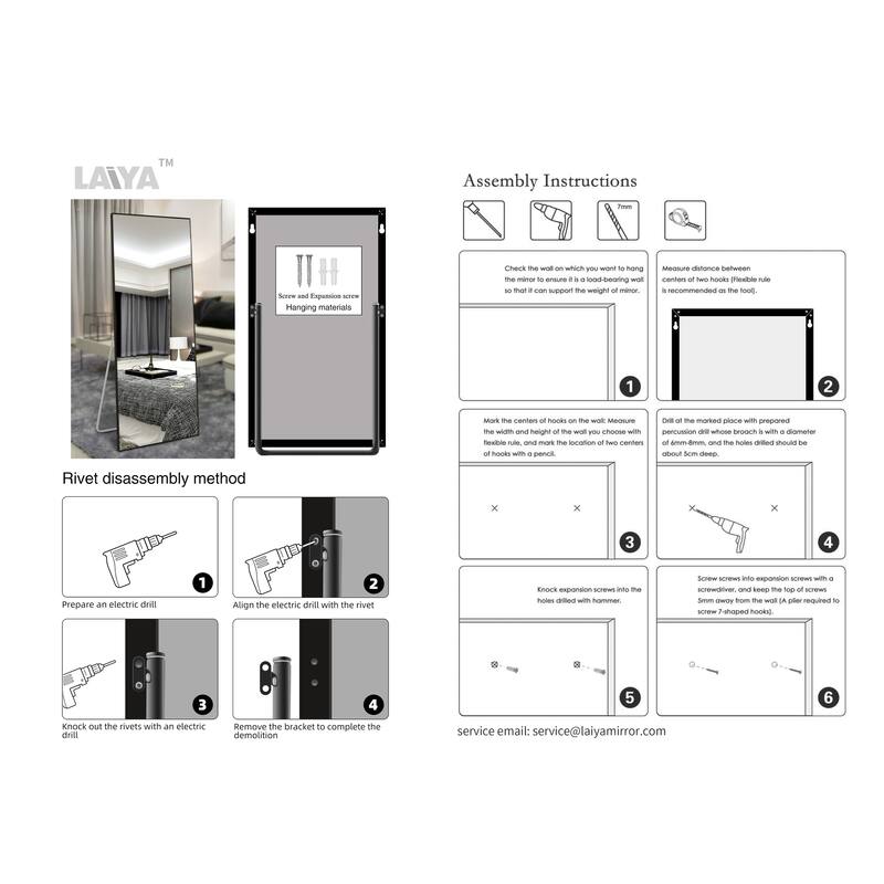 65'' x 23'' Rectangle Black Framed Full Length Mirror