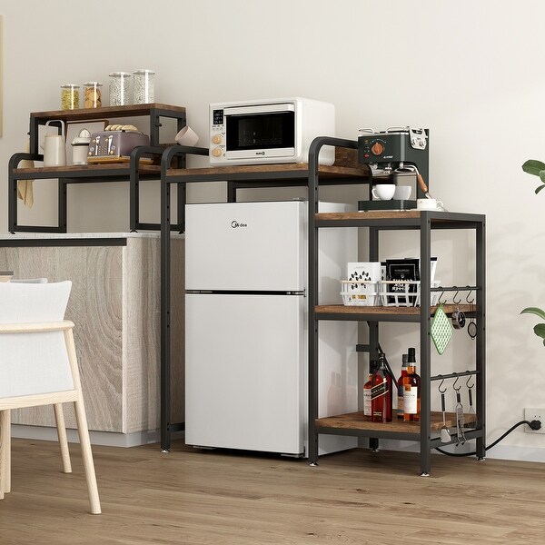 Multifunctional 7-Tier Mini Fridge & Microwave Stand with 2 AC/2