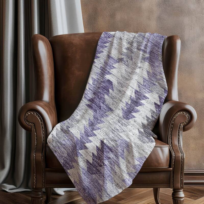 Premium Machine Washable Boho Modern Sherpa Throw Blanket